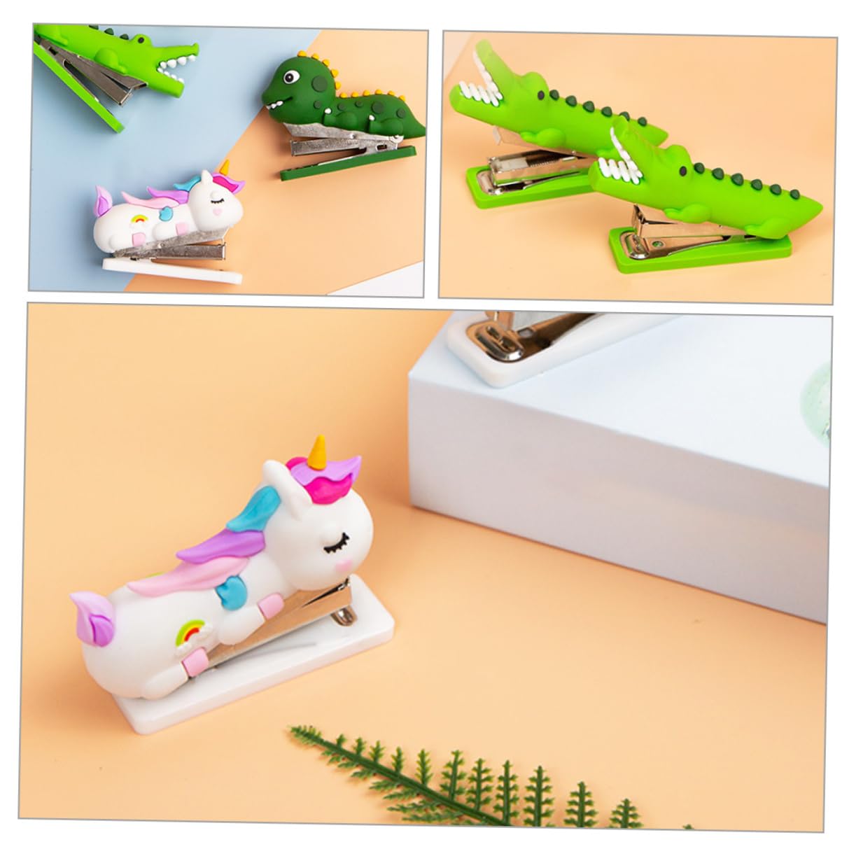 HOMSFOU 3 Set Mini Base Scuola Piccolo Macchina Carino Scrivania Cucitrice Servizi Di Animale Carini Cerogde Per L'ufficio Di Casa Cute Cupler Mini Acciaio Inossidabile 3 Pezzi * 3