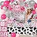 237pcs Cowgirl Birthday Party Decorations Include Disco Cowgirl Balloon Arch Lets Go Girls Backdrop Tableware Banner Tablecloth, for Western Cowgirl Party Decorations, Last Rodeo Bachelorette Decor