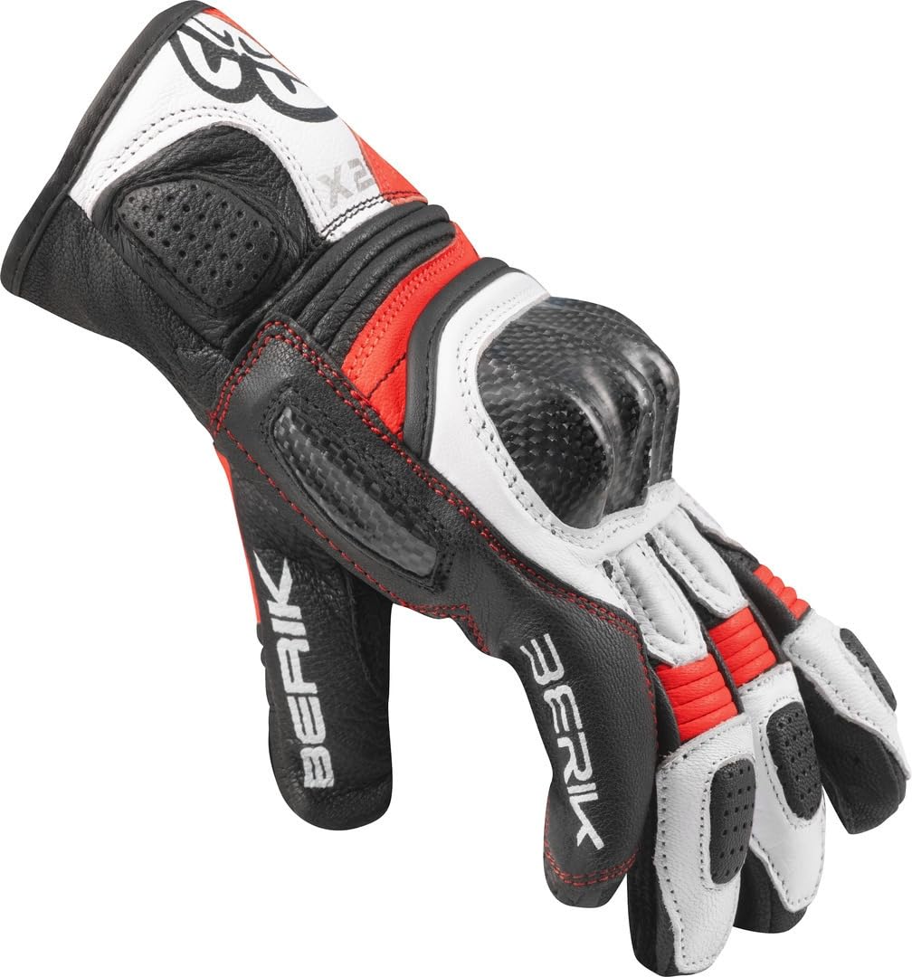 Berik LDX Damen Motorrad Handschuhe, schwarz/weiß/rot, S