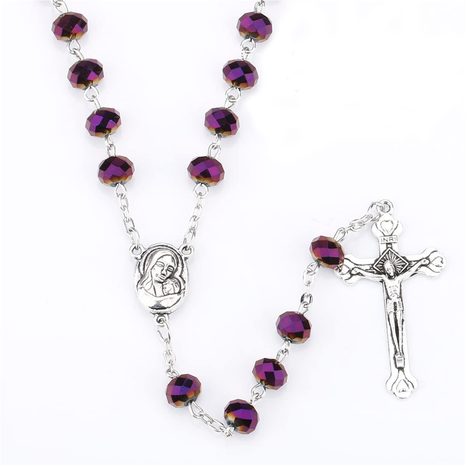Max-Tonsen Collana del Rosario con Croce luminosa 8 colori nottilucente in plastica Perline del Rosario Collana luminosa Cattolicesimo Gioielli religiosi per uso quotidiano - Verde