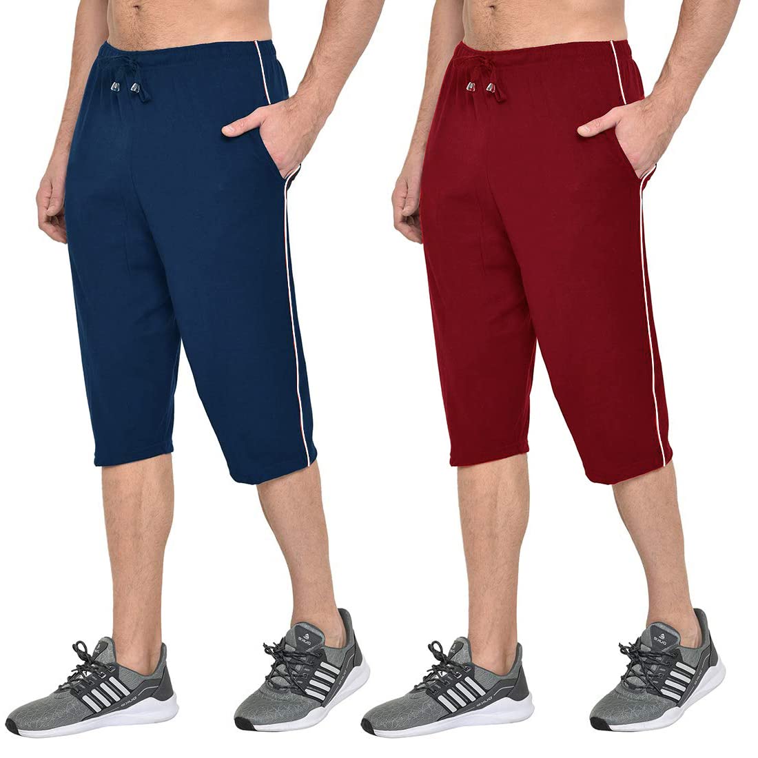 Men's Regular Fit Cotton Three by Fourth, 3/4th, Man Capri, Capris, Three Quarter, Capri for Men, Printed, Sports Running, Three Quarte, Casual Lounge Short, Nightwear Sleep Shorts, Pack of 2-picture-12