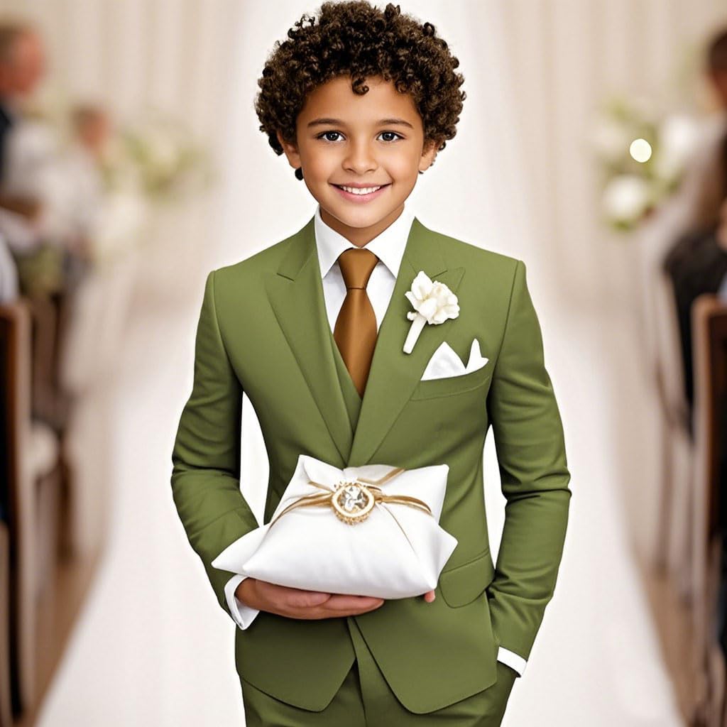 Boys Suit 3 Piece Double Breasted Suit for Boys Tuxedo Slim Fit Formal Suits for Wedding Prom Party