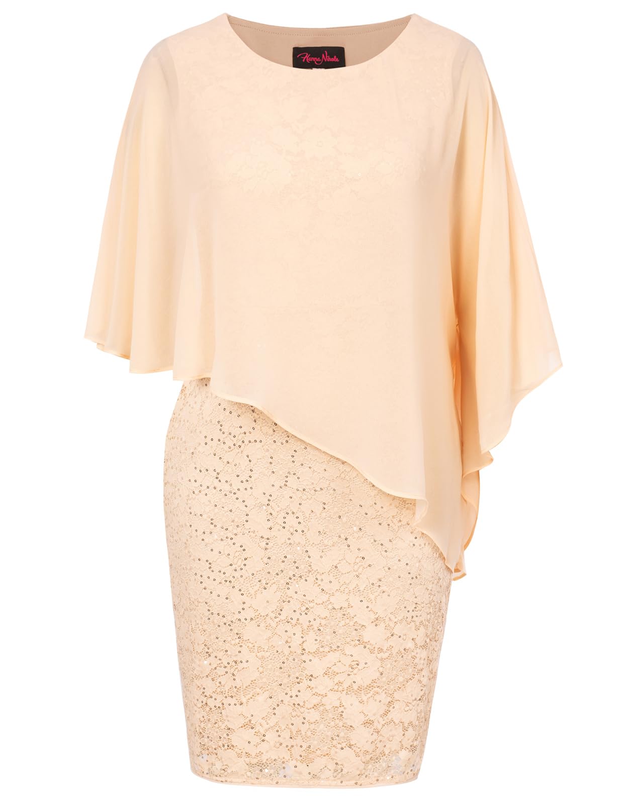 Hanna NikoleWomen's Plus Size Cape Chiffon Dress Cocktail Formal Party Pencil Dress