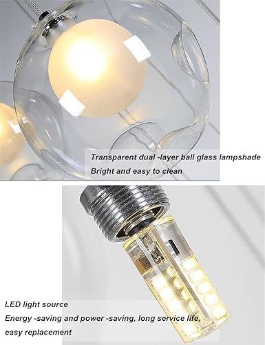 Miniatura 6 de Candelabros largos para techos altos, lámpara colgante moderna de bolas de cristal, lámpara colgante de gota de lluvia, accesorios de iluminación