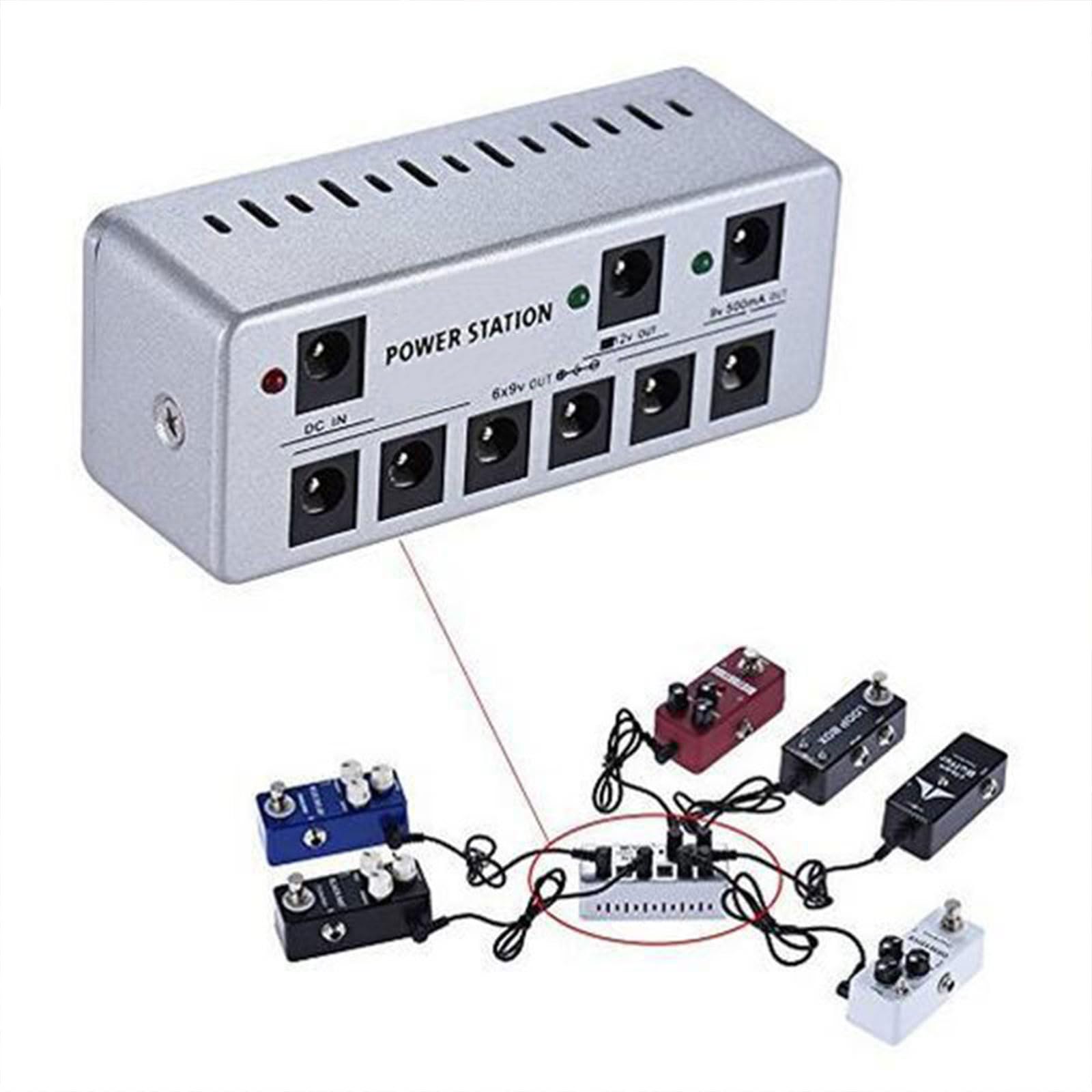 Alimentatore Per Strumenti Pedale Effetti Per Chitarra Con Effetto A Blocco Singolo A 6/8 Uscita Isolata 6/8 Potenza Del Pedale