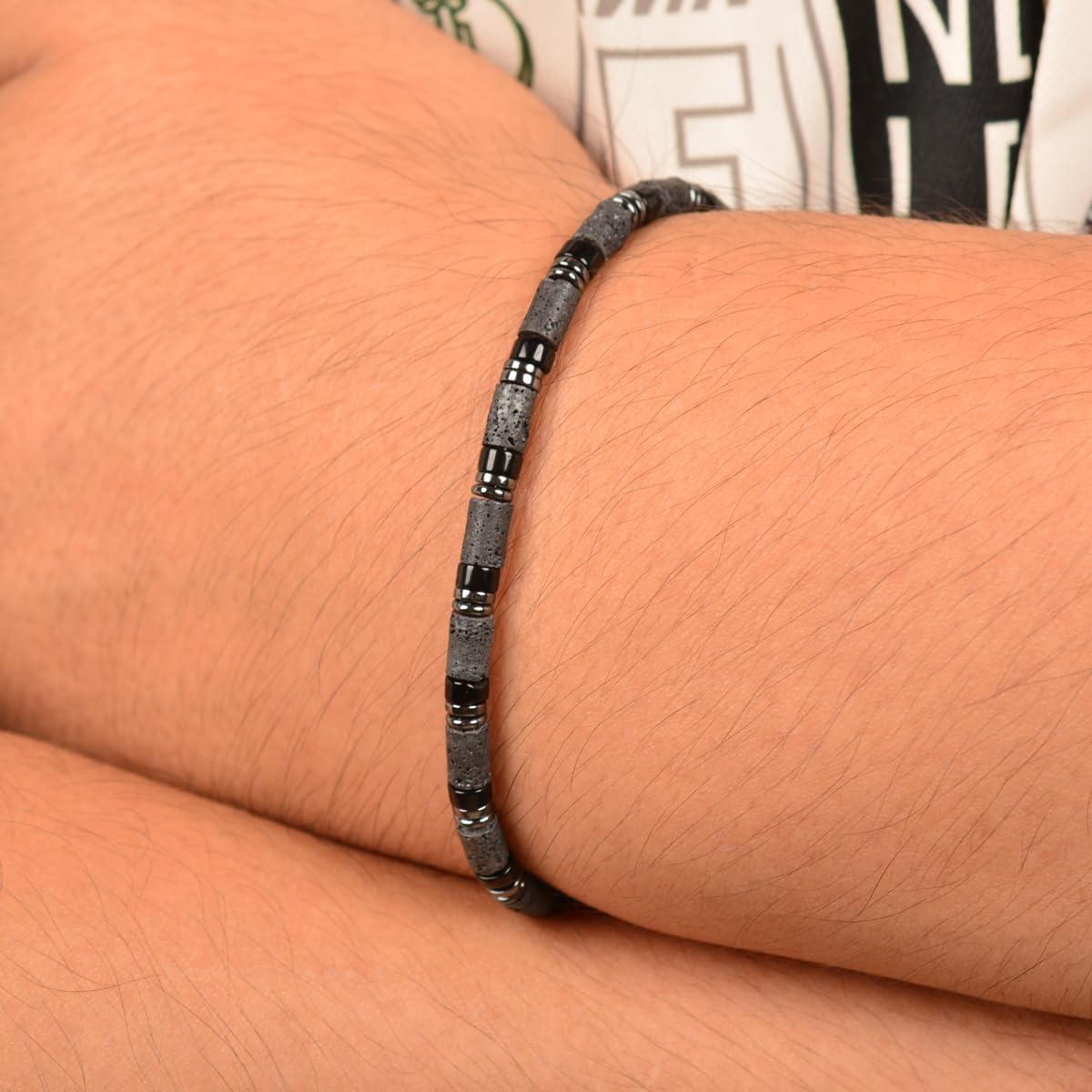 handmade Lava Grit Hematite Obsidian Mens Bracelet Adjustable Design for Effortless One-Handed Wear Infuses Steady Strength chakraMens Jewelry Ideal Gift for Yourself Friends or Father - Image 8