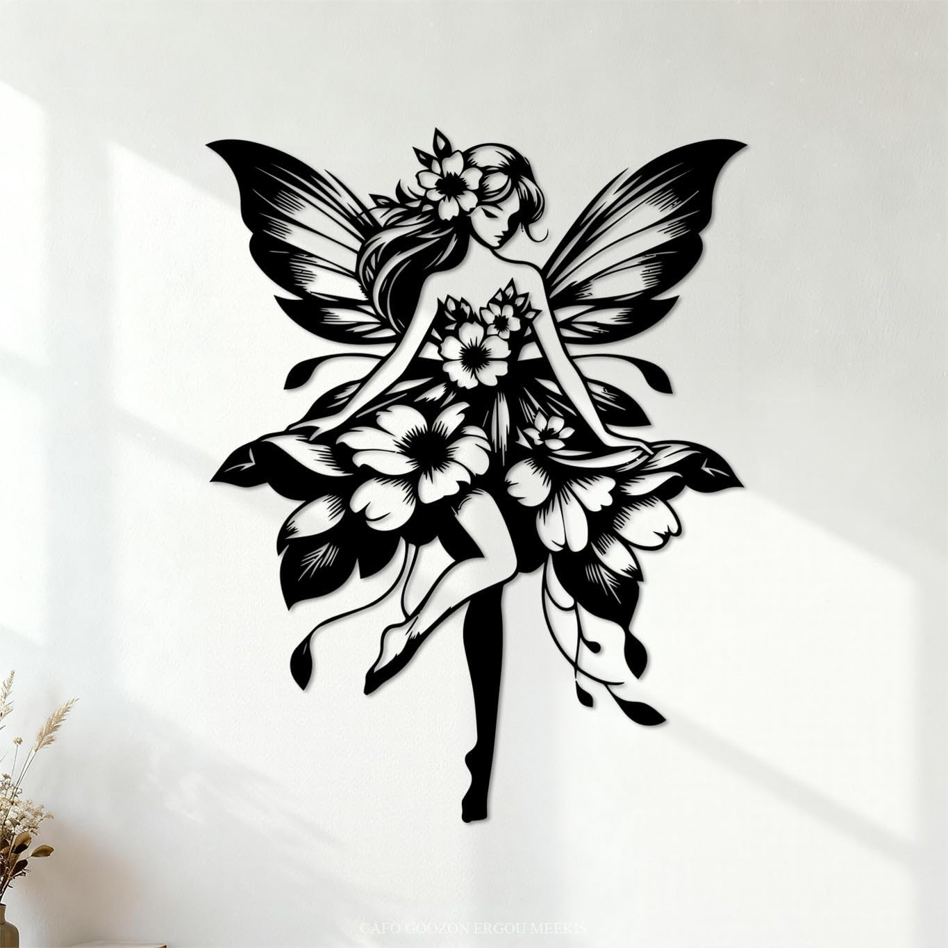 Ergou Stickerdecal-80311 Magical Fairy Silhouette With Tooth Clipart Lettering Stickers 40X51.3cm Art Mural Painting Black