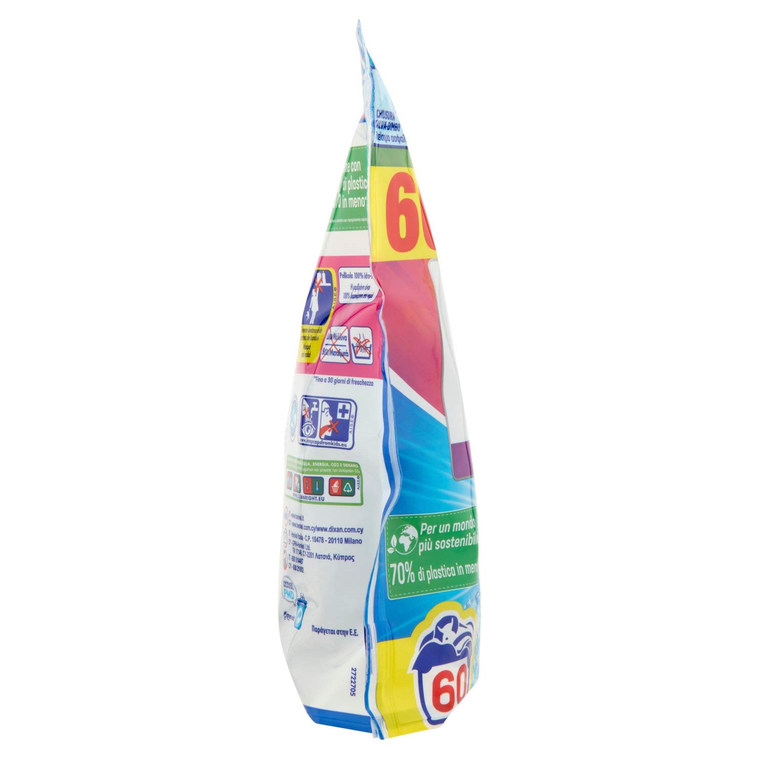 Dixan PowerCaps Mehrfarbig, Waschmittel für Waschmaschine, ideal für Buntwäsche, 60 Wäschen – 900 g