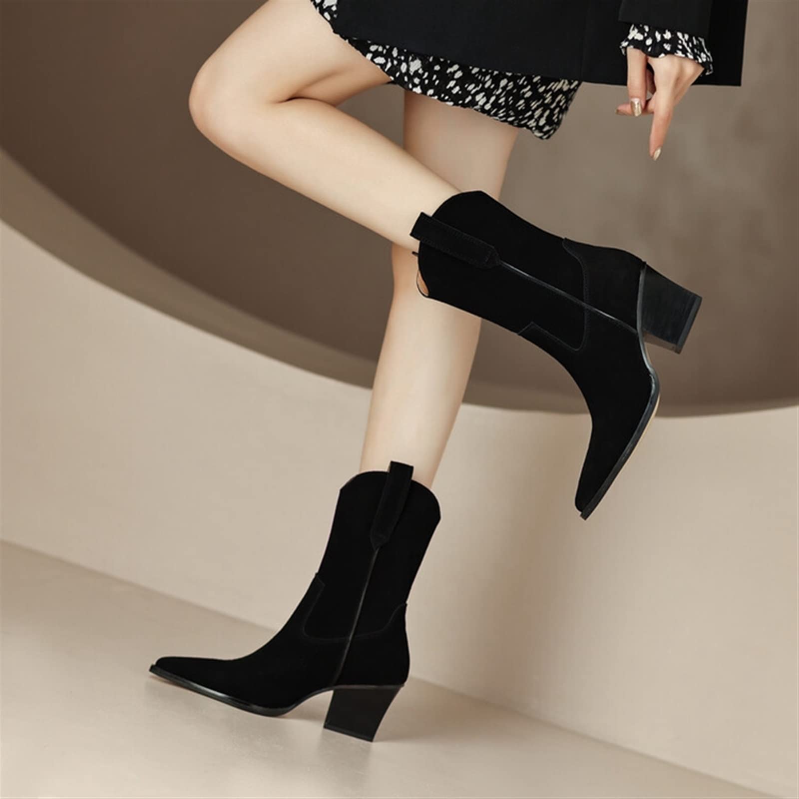 Buty damskie Jesienne buty damskie Buty dżinsowe Damskie buty ze szpiczastym noskiem Grube obcasy Buty damskie Zimowe krótkie buty typu western Damskie buty dżinsowe.