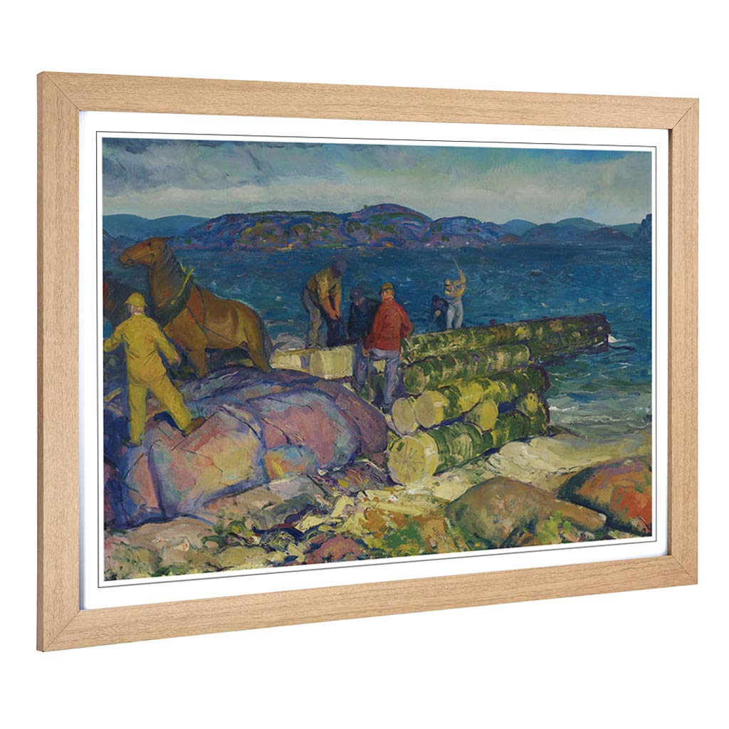 Big Box Art Framed Print of George Bellows Dock Builders Design | Wall Art Picture | Home Decor for Kitchen, Living, Dining Room, Bedroom, Hallway, Office, Oak, A2 / 24.5x18 Inch / 62x45cm