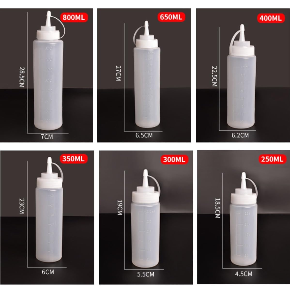 Botella Exprimible Suministros De Cocina, Botella For Condimentos, Aderezo For Ensalada, Exprimible Plástico, For Salsa, For, Paquete 5 Utensilios(White,250ml)