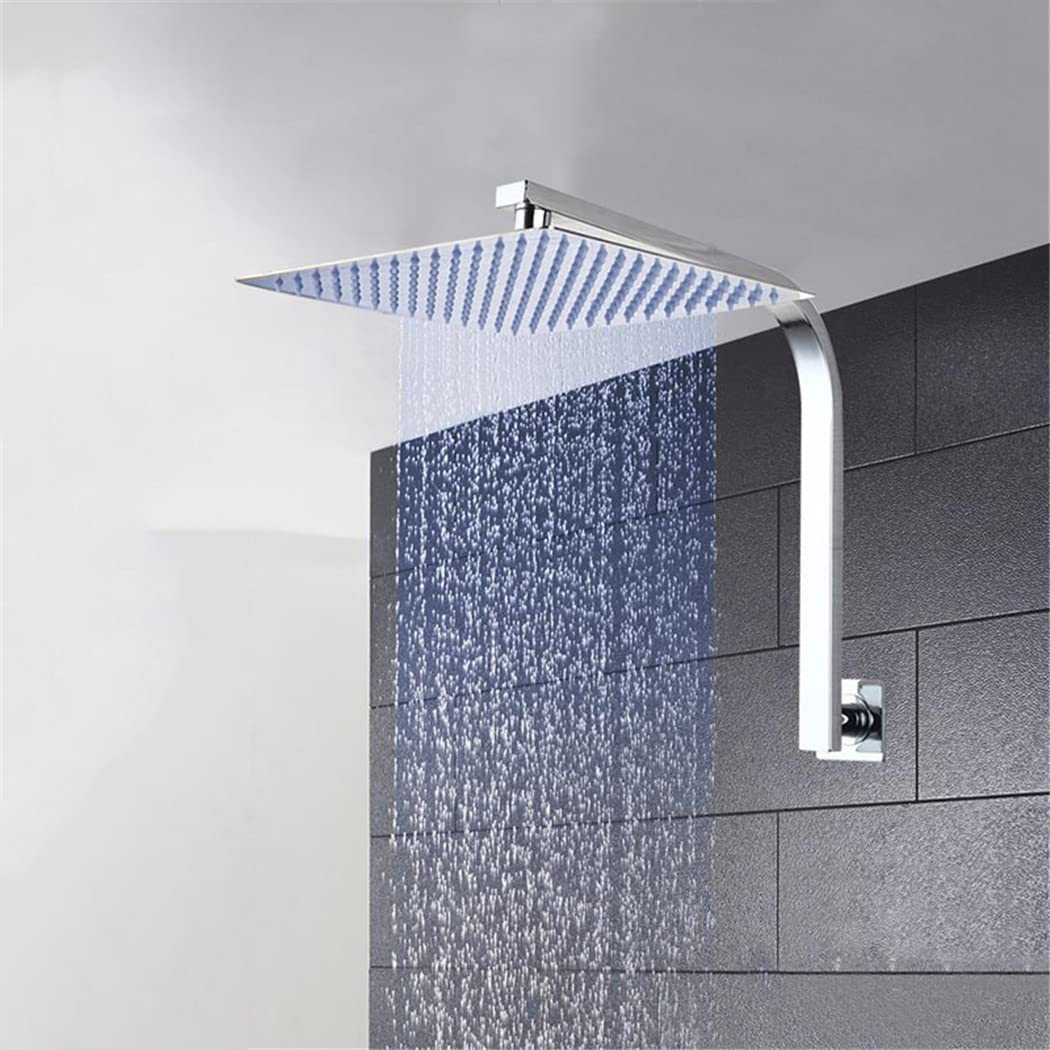 Pommeau de douche carré LED à jet col d'oie et revêtement chrome anti-calcaire