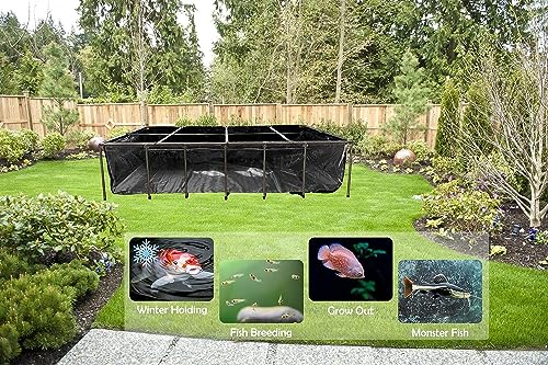 BOSWELL Aquarium Pool Pond,Fish Ponds for Outside with Transparent Clear Viewing Panel,750 Gallon Water Tank,PVC Canvas Above Ground Pond,Indoor/Outdoor Pond for Koi,Goldfish - Thumbnail 6