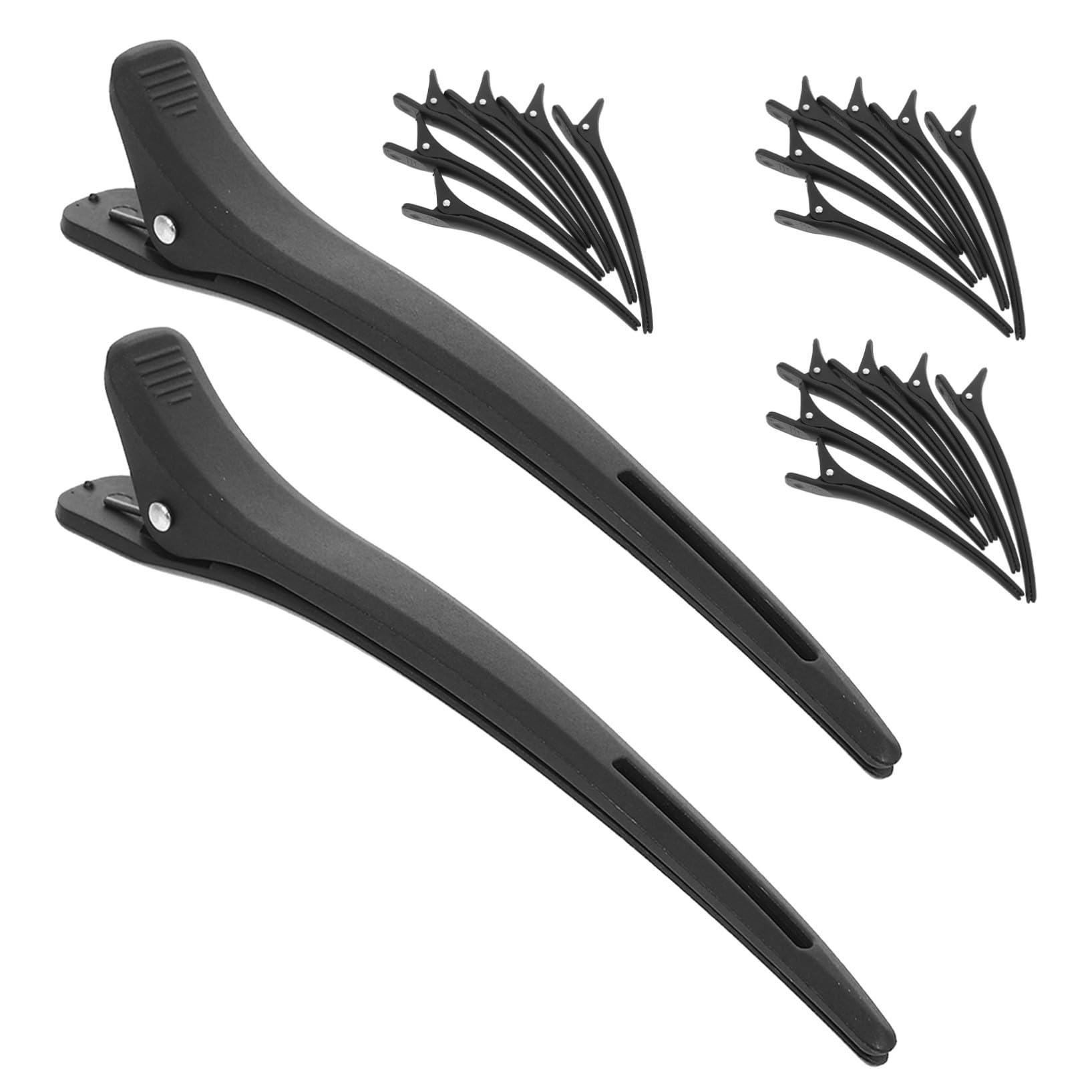 20 pezzi Mollette Capelli Professionali Becco d Anatra Nero per Parrucchieri Clip per Sezionare Capelli senza Piega Accessori Styling per Colorazione Ricci e Taglio Preciso