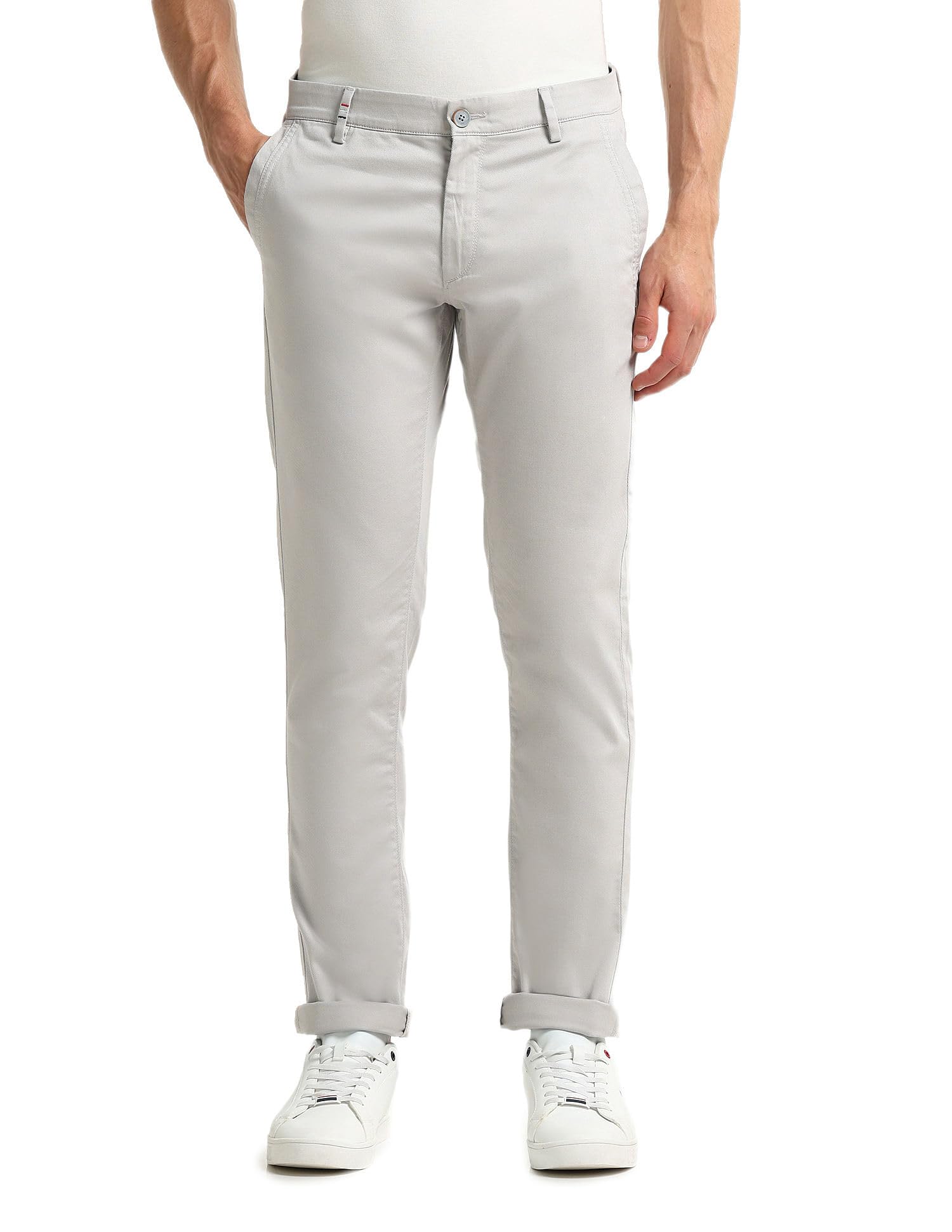 u.s. polo assn. Men's Light-Grey Solid Mid Rise Dark Cotton 1010 Men's Casual Trousers (USTRO1599D_Light-Grey_30)-picture-13