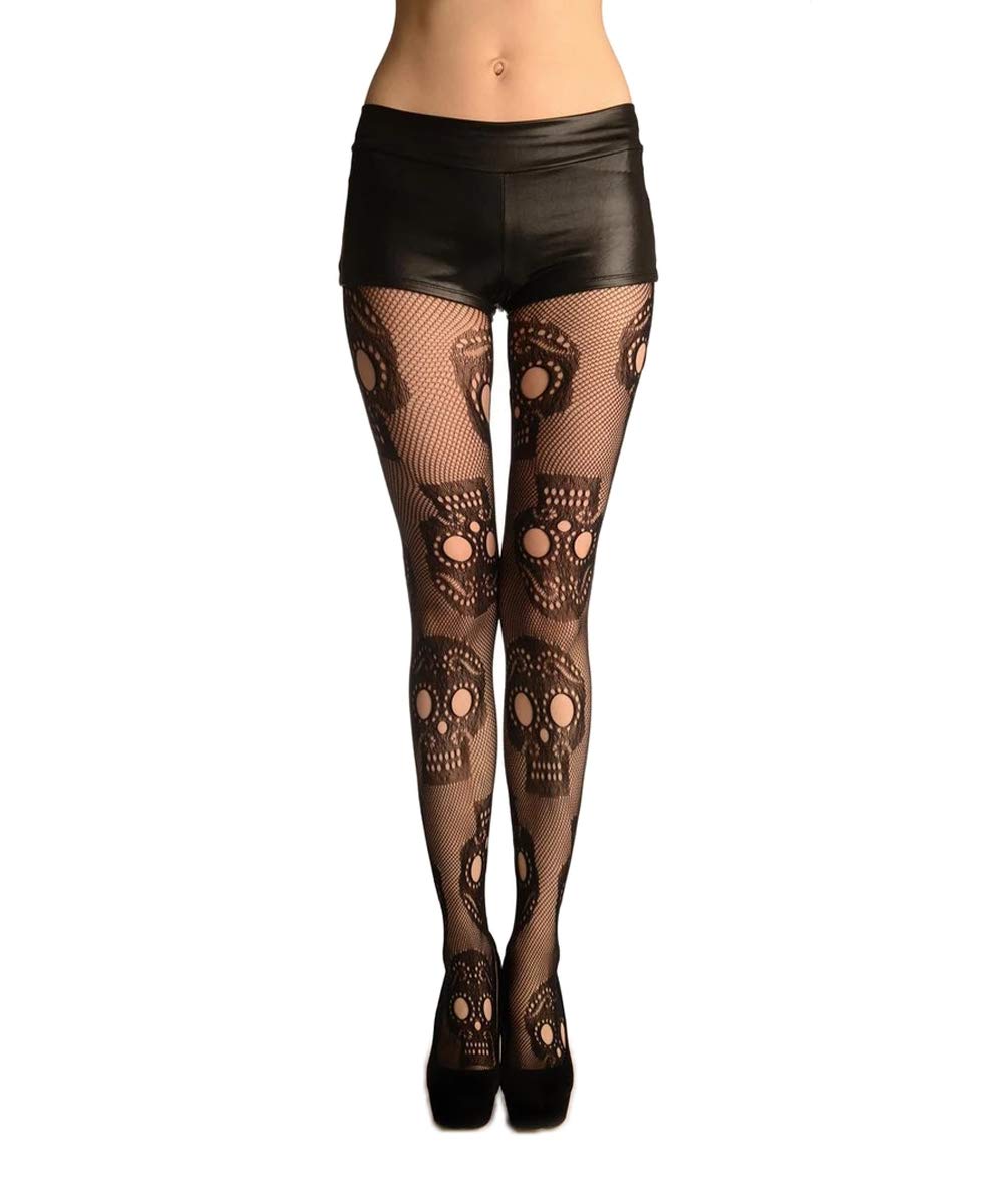 Womens Halloween Stockings Skull Fishnet Tights Spider Web Fishnets