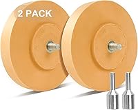 Vista 2 de Paquete de 2 borradores de calcomanías para rueda, removedor de adhesivo de rueda con adaptador, rueda de goma de 4 pulgadas para taladro, cinta
