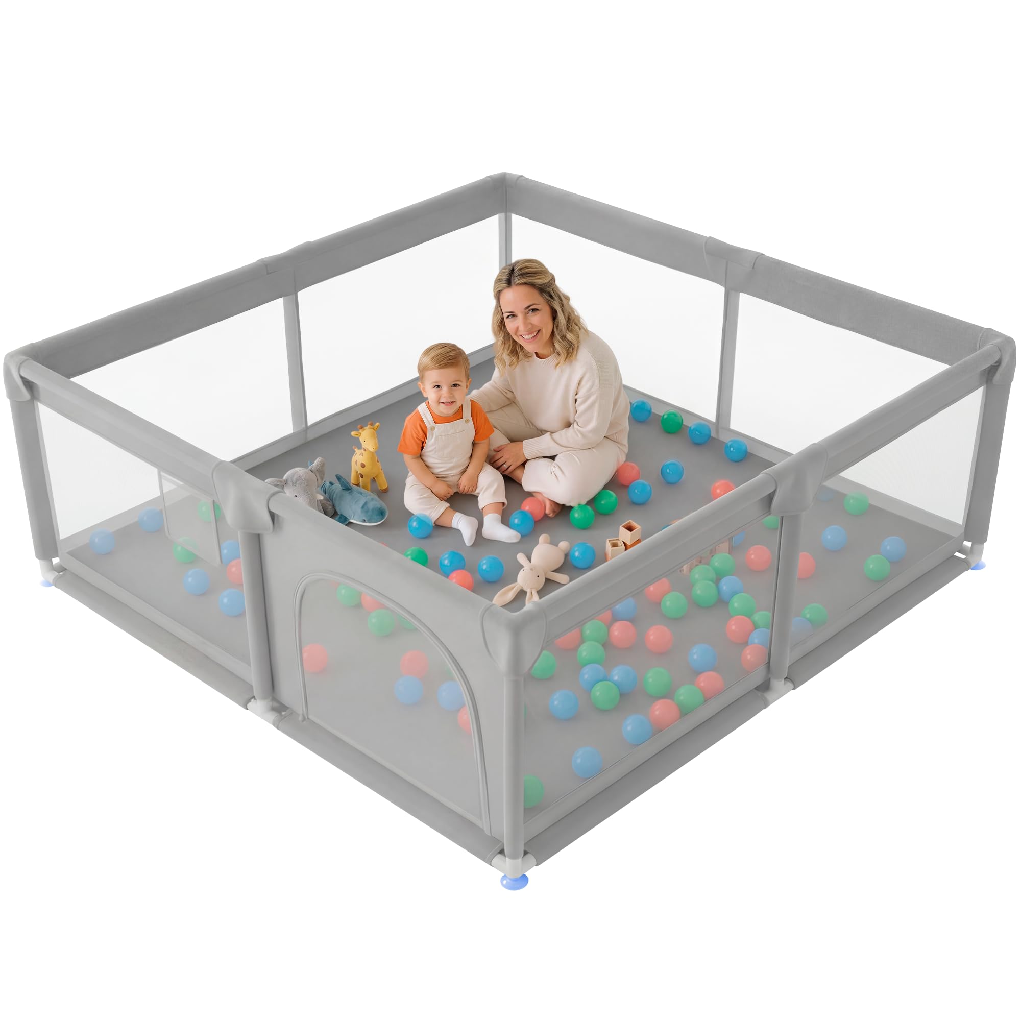 JUPPLIES Parque Infantil Bebé 120x120cm - Corralito Bebe con Malla Transpirable (Sin Pelotas)