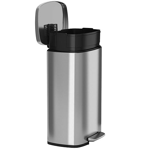 Miniatura 2 de iTouchless - Cubo de basura SoftStep de cocina con pedal de 13,2 galones con filtro de olor y cubo interior extraíble, plateado