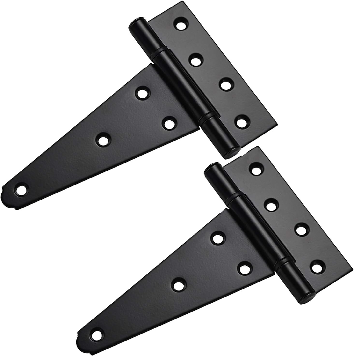 6 Inch T-Strap Shed Door Hinges Heavy Duty,Black Tee Hinge for Wooden Fences,Yard Door,Barn Door Gates, Wrought Hardware Rustproof,2Pack/Set