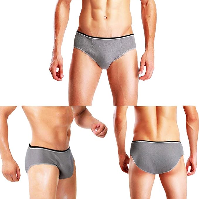 Mens Cotton Disposable Underwear Travel Panties handy Briefs for Fitness Grey Gray(10pcs) | 10pk Comfy Briefs, Gray/White/Black,Individually Packed Pants, Comfy Travel Undershorts,Leave-on Portable Classic Shorts