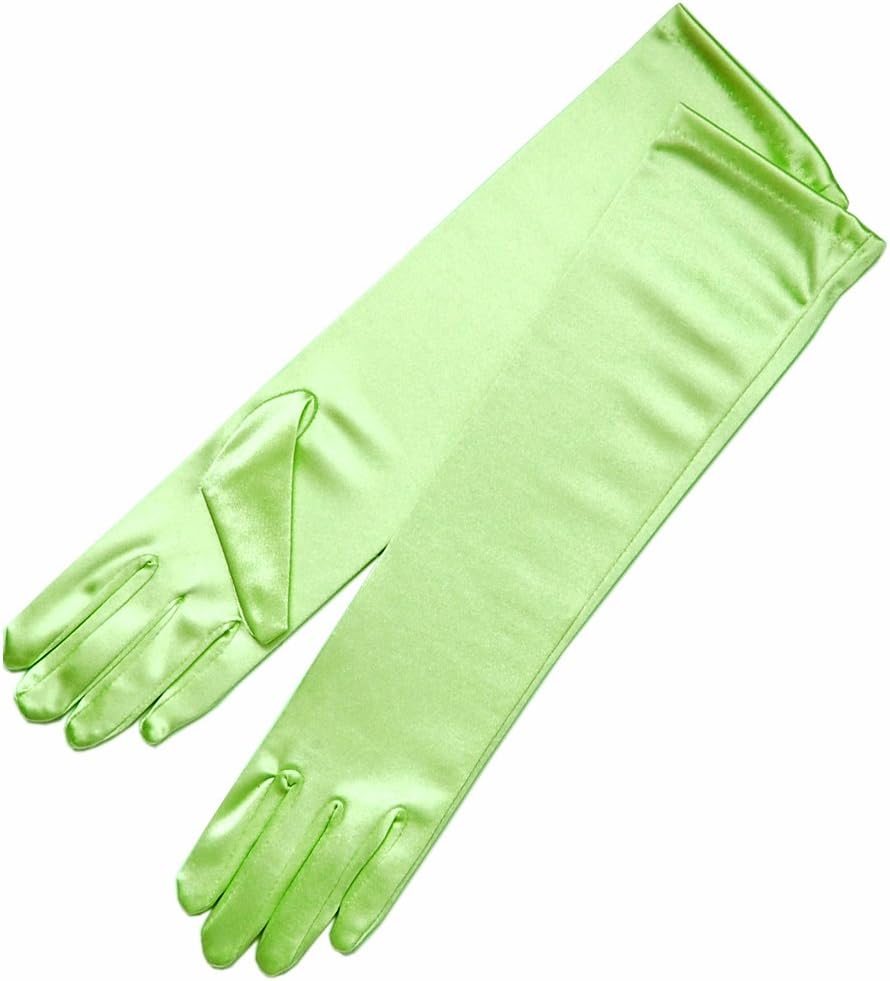 15.5" Long Shiny Stretch Satin Dress Gloves Below-The-Elbow Length 8BL