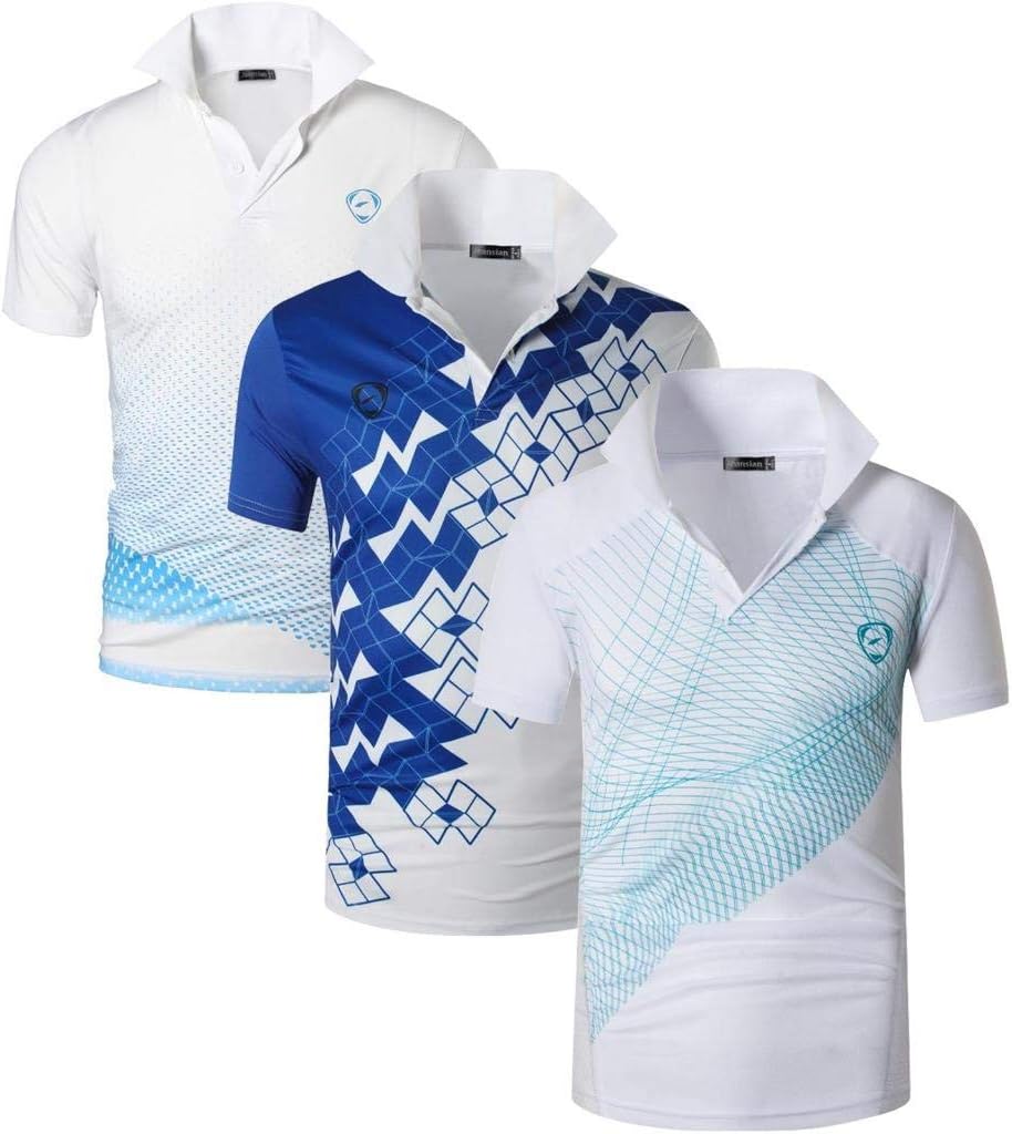 3 Pack Men's Short Sleeve Fit Sport Polo Tee Shirts T-Shirts Tshirt Tops Poloshirt Golf Tennis Pickleball LSL195
