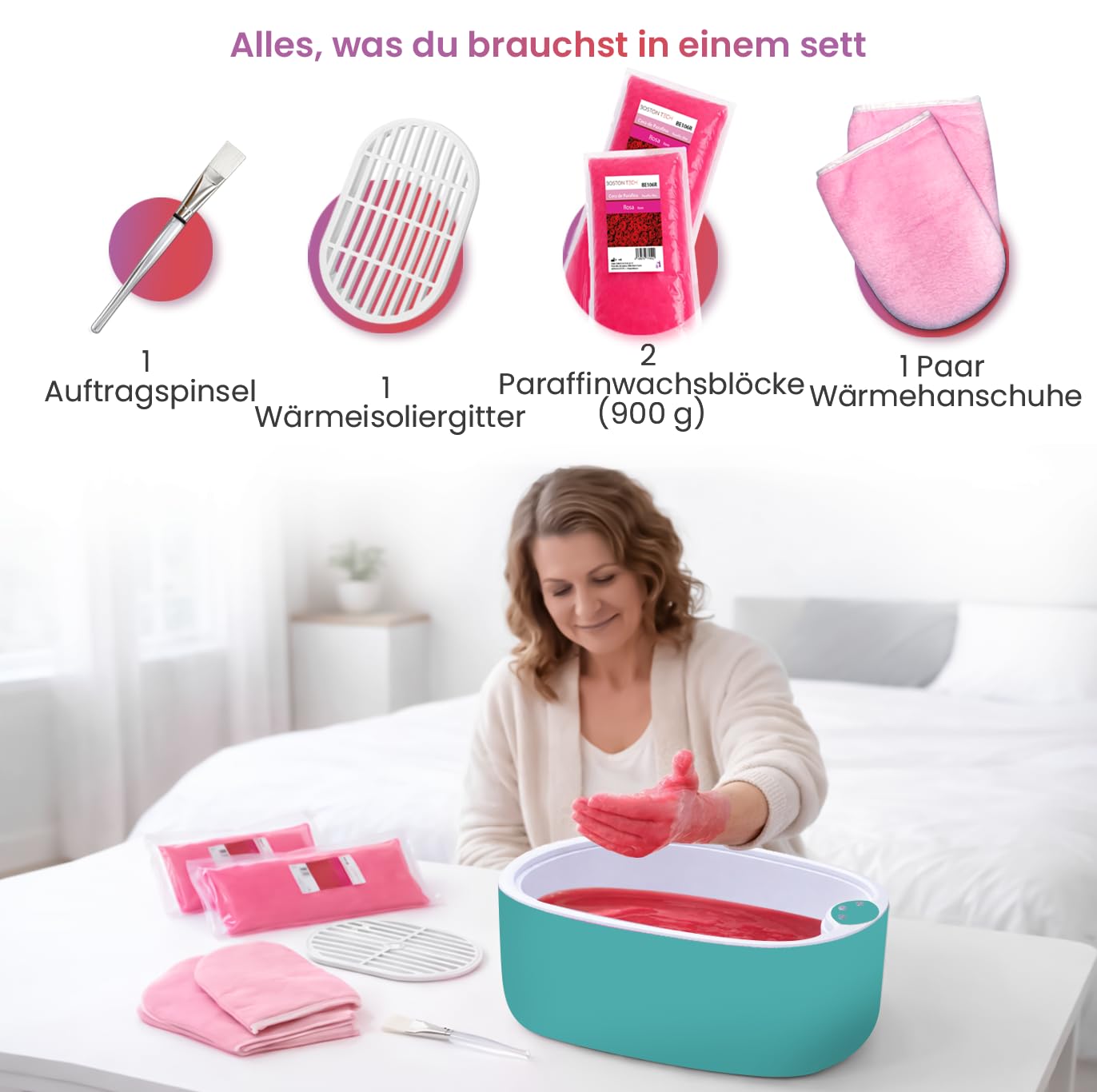 Paraffinbadwärmer für Hände und Füße. Thermotherapie, Muskelschmerzen, Arthritis, ästhetische Anwendung und Verbrauch der Hautfeuchtigkeit. Schnellaufheizung 40 min. Fassungsvermögen 5 L. BE108 (Grün)