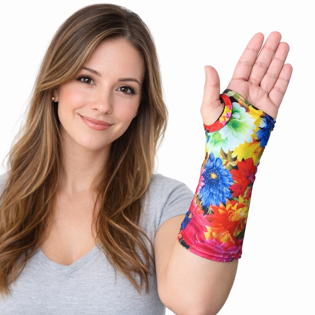 2 x Floral Wrist Support Sleeves – Compression Brace Wrap for Carpal Tunnel, Arthritis, Tendonitis & Pain Relief – Breathable Elastic Wristband for Men & Women