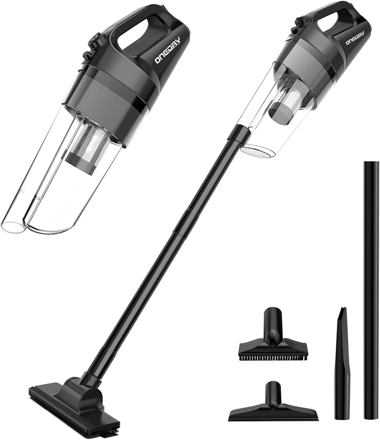 Aspirateur Balai sans Fil sans Sacs , ONEDAY Aspirateurs sans fil 6 en 1 35min Max Cyclonique Silencieux Pratique Léger | Batterie Li-ion Sec Rechargeable Rapide pour Voiture Maison Poils d'Animaux — vue 2