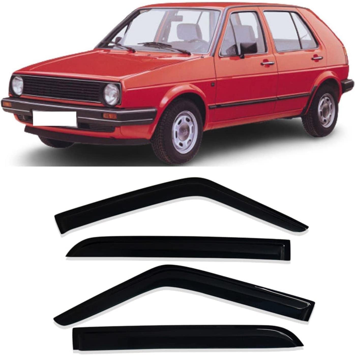 PANXUC Car Wind Deflectors for VW Golf 2 MK2 1983-1990, Side Window Wind Rain Deflector Window Visor Sun Rain Guard Smoke Guards