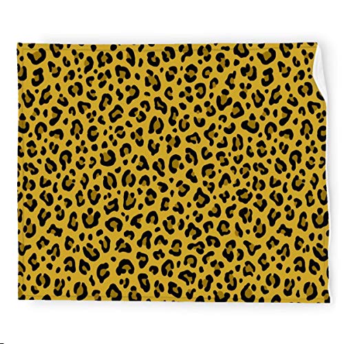 Leopard Print in Mustard Yellow Collection Leopard Spots Flannel Blanket Bedding Throw Blanket Soft Warm Cozy Colorful Decorative Blanket for Couch, Sofa 50