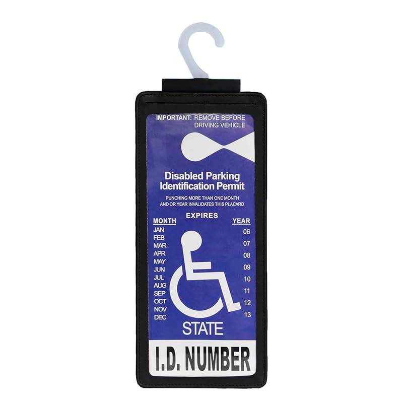 Porta-placa para estacionamento de pessoa com deficiência Yuoyar em couro com gancho grande, preto, 1 unidade