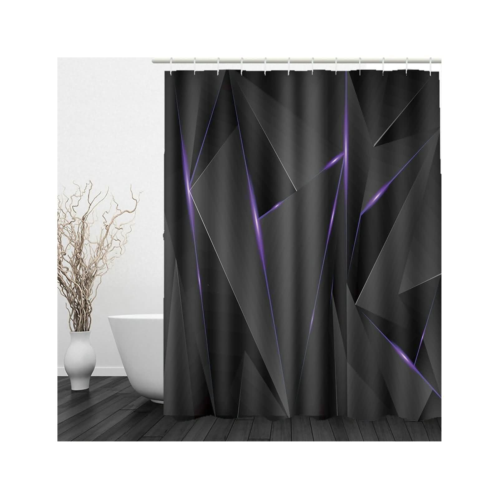 Rideau de salle de bain noir géométrique pour une douche moderne et propre