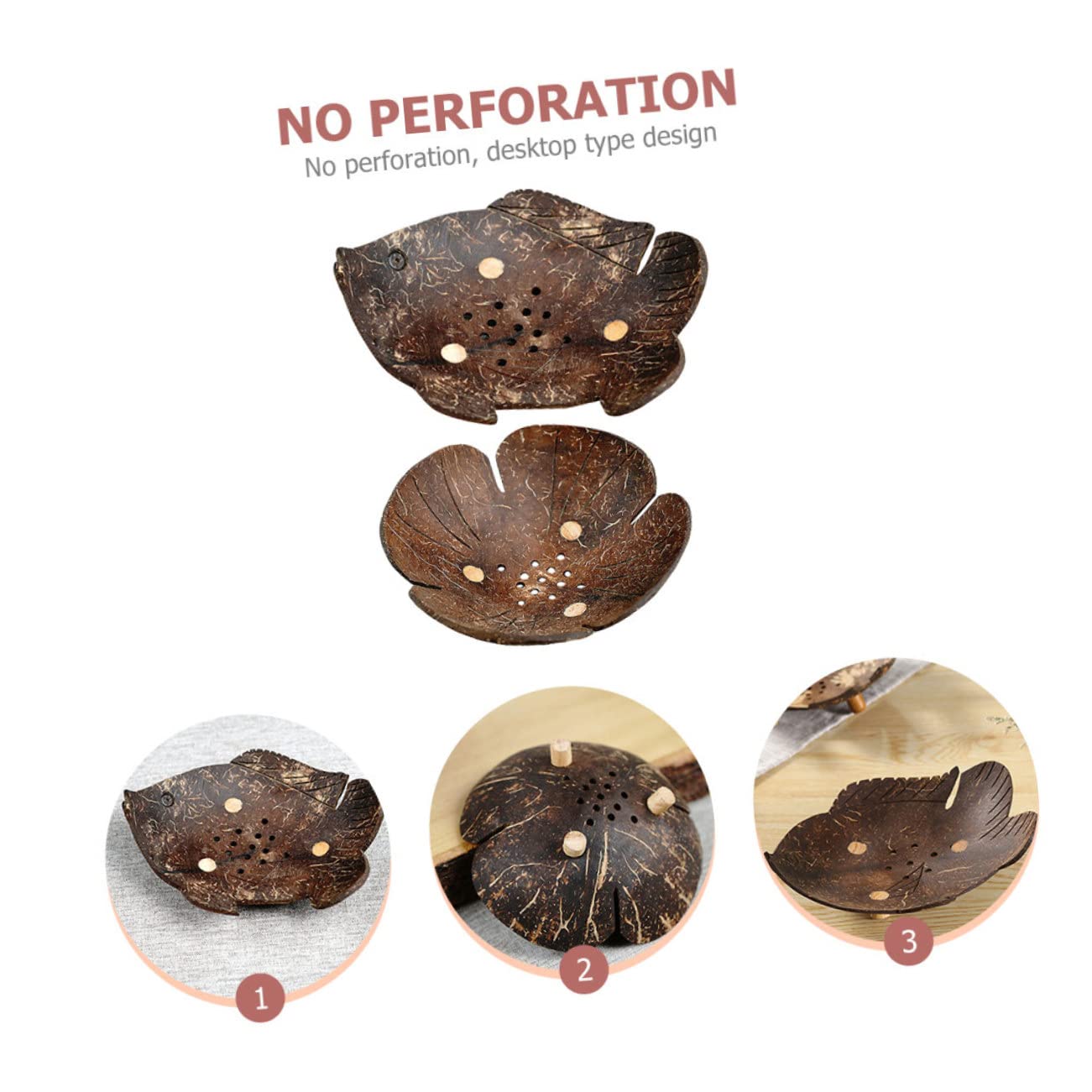 Cabilock 3 Sätze Coconut Shell Seifenhalter Kreative Badezimmer Seifenschale Haustier Futternapf Abflussdesign Langlebig Einfache Handhabung Für Haustiere 2 Stück * 3
