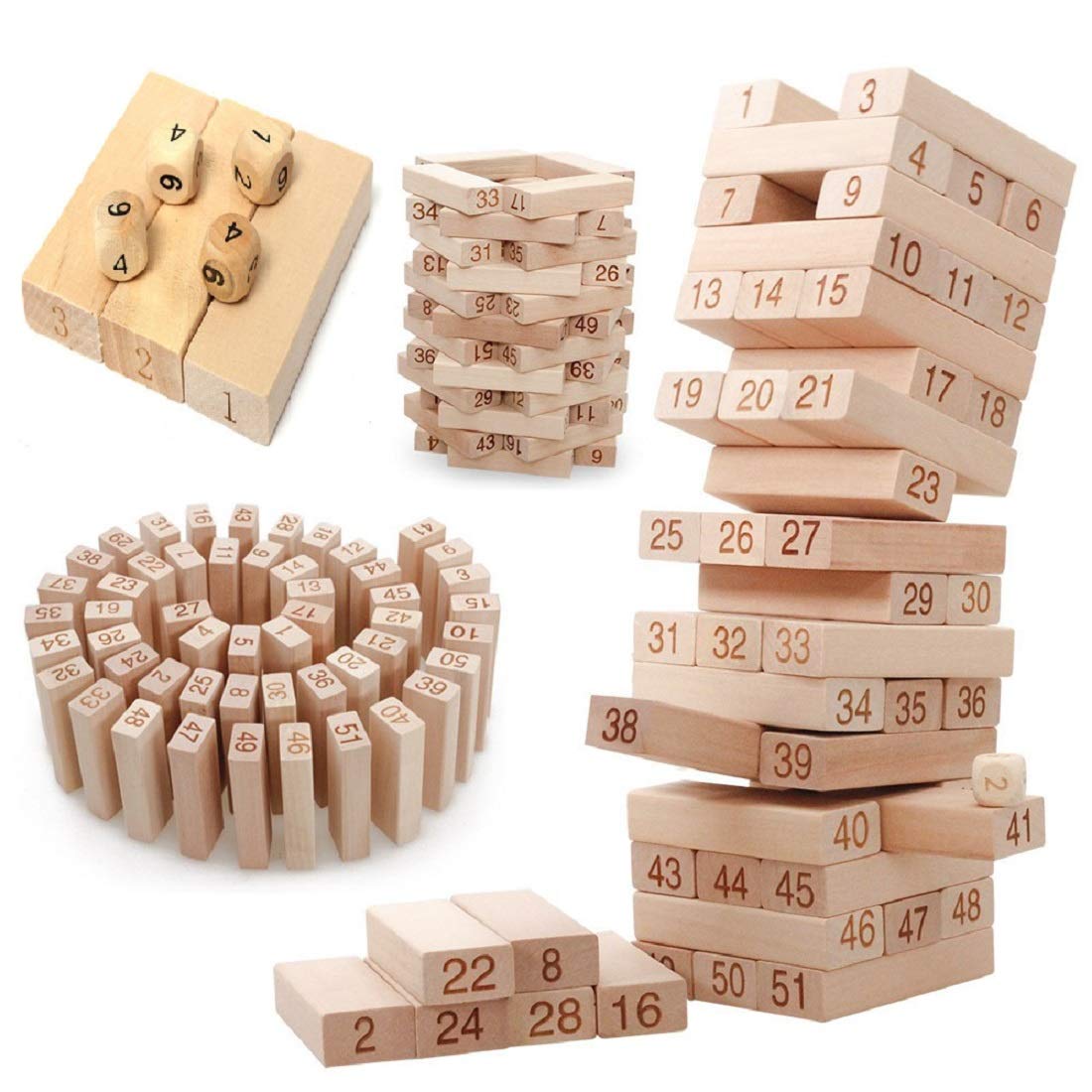 FunBlast Wooden Stacking Toy for Kids Toy Blocks & Tumbling Tower with Dice Games for Kids Learning Toy – (Multicolor;54 Pcs) (B08XY3DXSW) Amazon Price History, Amazon Price Tracker