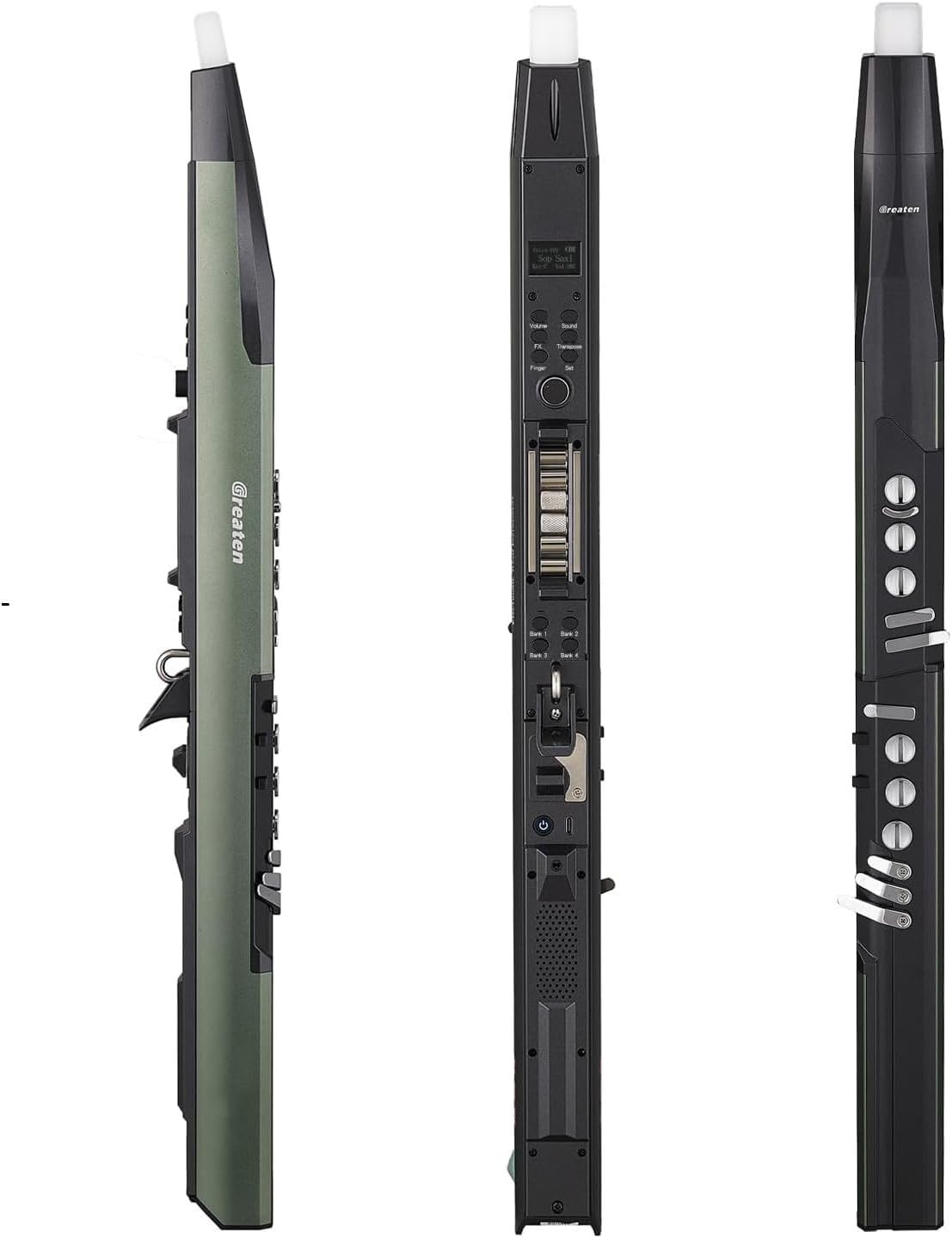 AP 300 Pro Electronic Wind Instrument Synthesizer 108 Tones Built-in Speaker Rechargeable Electric Saxophone Multiple Colors (Green)