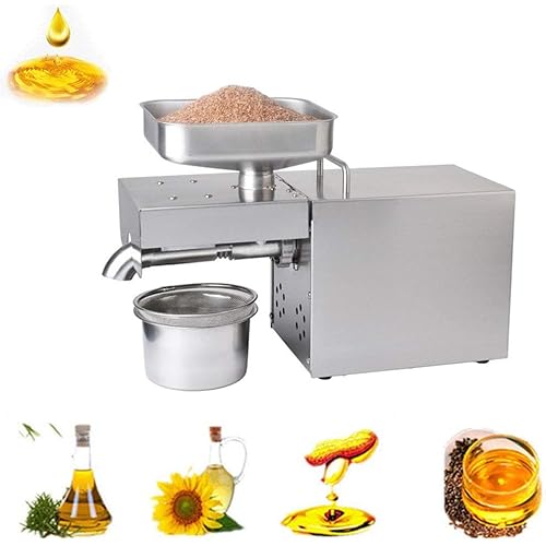 610W Automatic Oil Press Machine Cold/Hot Nut Oil Extractor Stainless Steel Home Commercial Stainless Steel Oil Expeller for Coconut Canola Sesame Peanut 3-6Kg/H