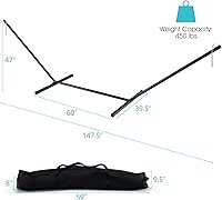 Vista 9 de Happygrill Soporte de hamaca ajustable, marco de hamaca de acero resistente para sillas colgantes de 8 a 10.5 pies, soporte de hamaca portátil