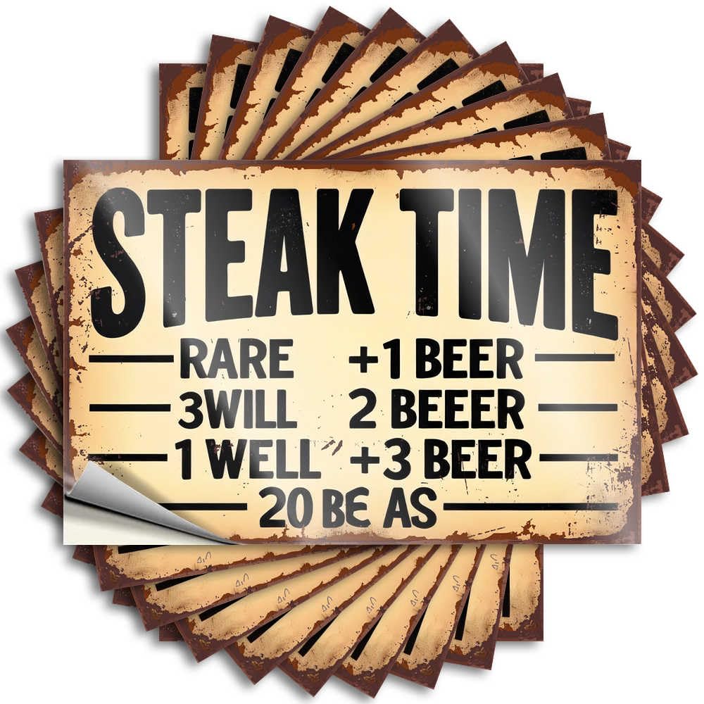 Funny Sticker Door Western Bathroom Steak Time Beer Rating System for Comfort - Core Easy Peel Removable(6X9CM)