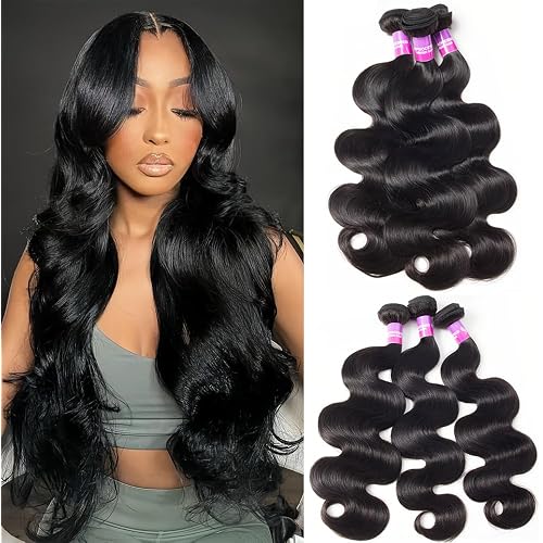 12A Human Hair Bundles 20 22 24 Inch Body Wave Bundles Human Hair 3 Bundles | 300g Wet and Wavy Bundles Human Hair Extensions Body Wave Quick Weave Hair Bundles Brazilian Virgin Remy Body Wave Hair