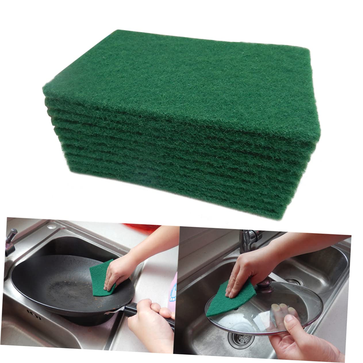 NOLITOY 10 Pack Non-Scratch Scouring Pads Reusable Dish Washing Pad Heavy Duty Scrub Sponge for Kitchen 15x10x0.6cm Dish Towel Cleaning Brush