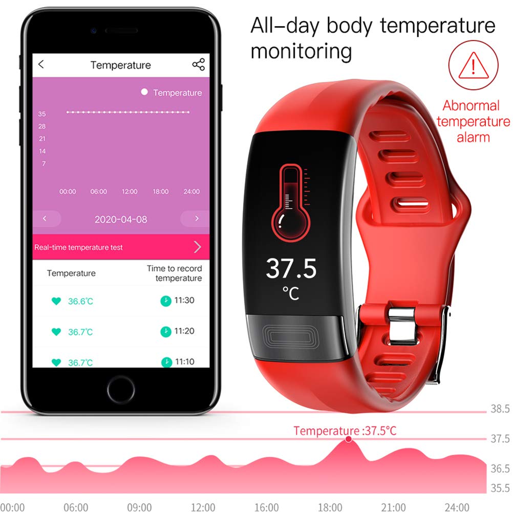 ECG + PPG Smart Watch, attività di Fitness Tracker con frequenza cardiaca Monitor Pressione sanguigna Blood Ossigeno Temperatura del Corpo Temperatura della modalità di Sospensione Pedometro,Blu