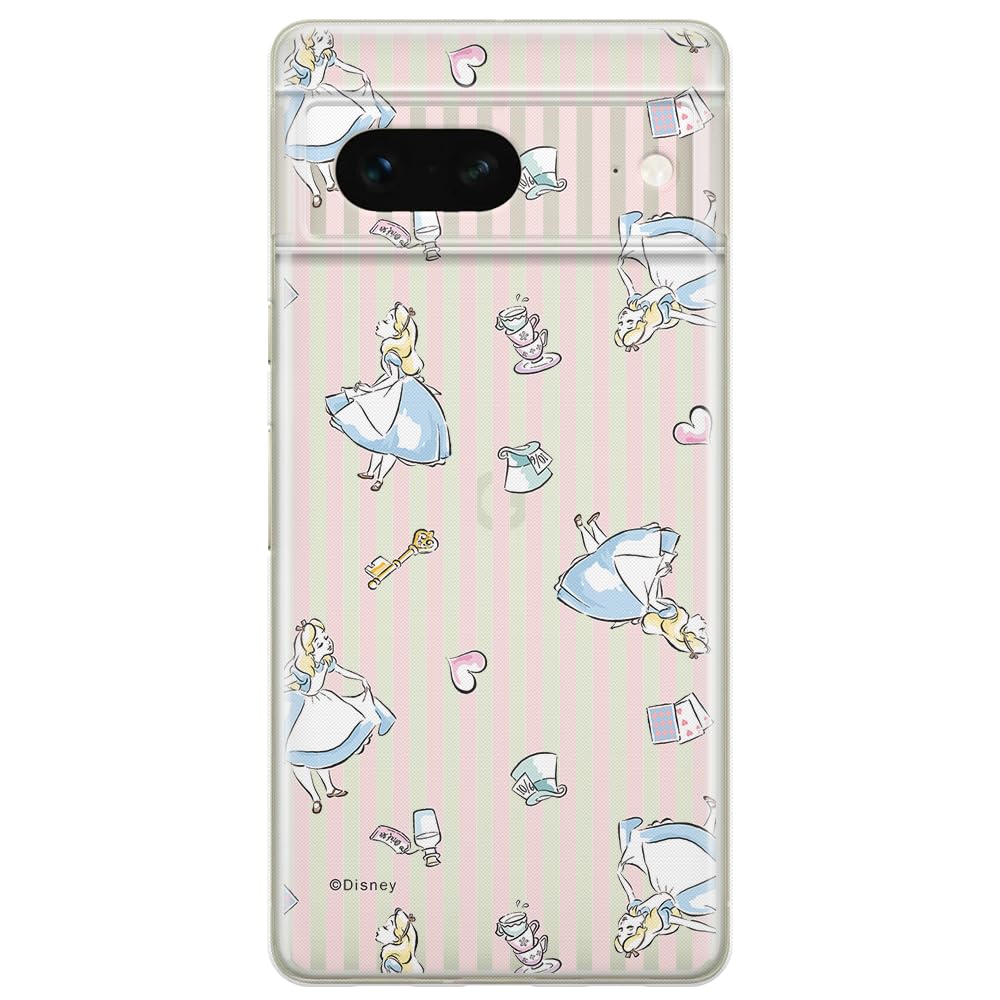 ERT GROUP mobile phone case for Google PIXEL 7 original and officially Licensed Disney pattern Alice 001 optimally adapted to the shape of the mobile phone, partially transparent