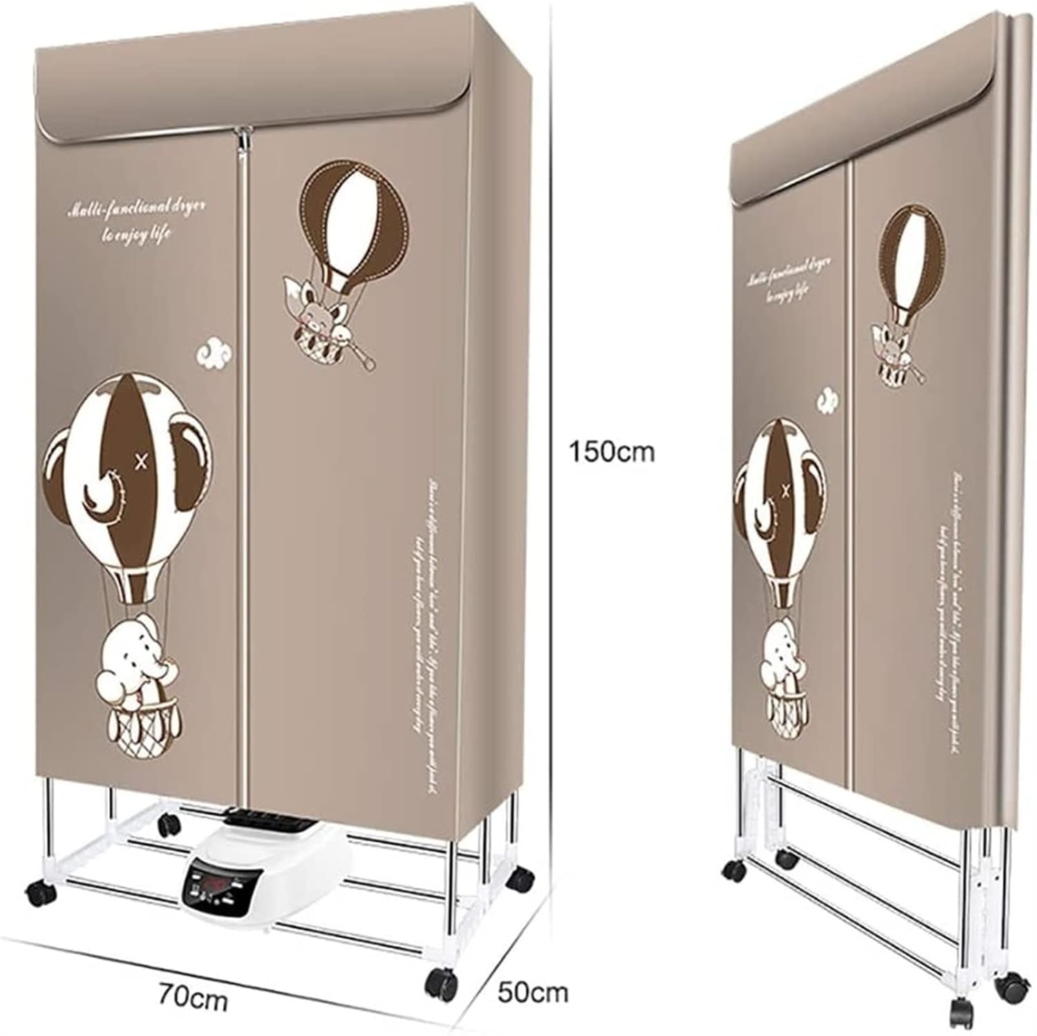 Foldable Electric Clothes Airer Dryer, Negative Ion Purification Heated Clothes Dryer, 1500W Clothes Dryer Overheating Protection, 2-Tier Large Capacity 15kg (Color : Red)