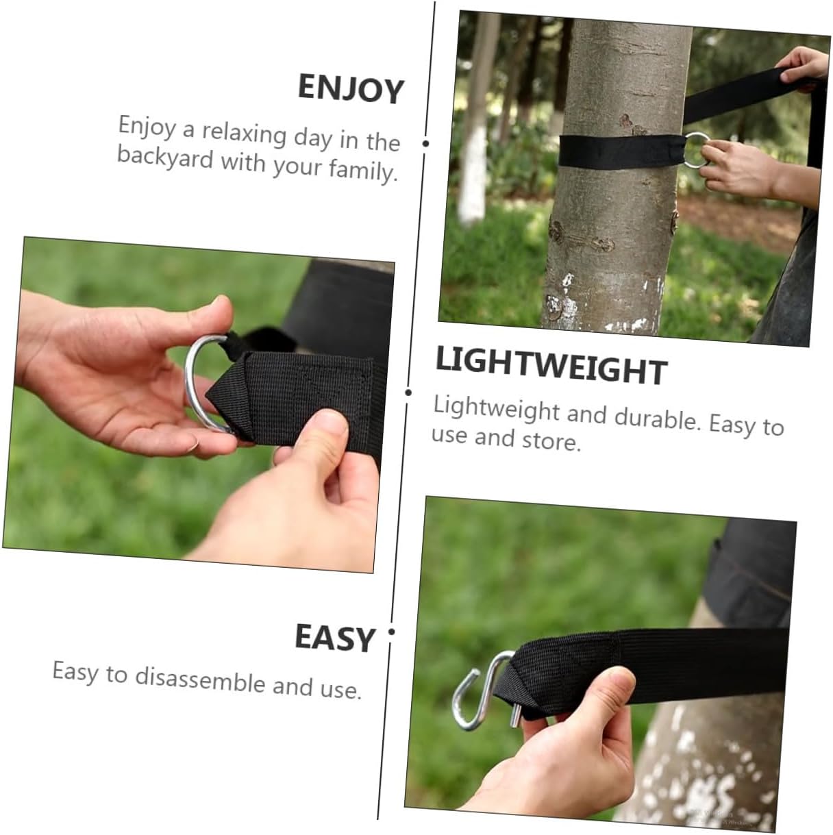 BESPORTBLE 6pcs Adjustable Tree Swing Hanging Straps Nylon Rope Kit for Outdoor Hammock Camping with Reinforced S-Hooks Sturdy Swing Hanging Accessories