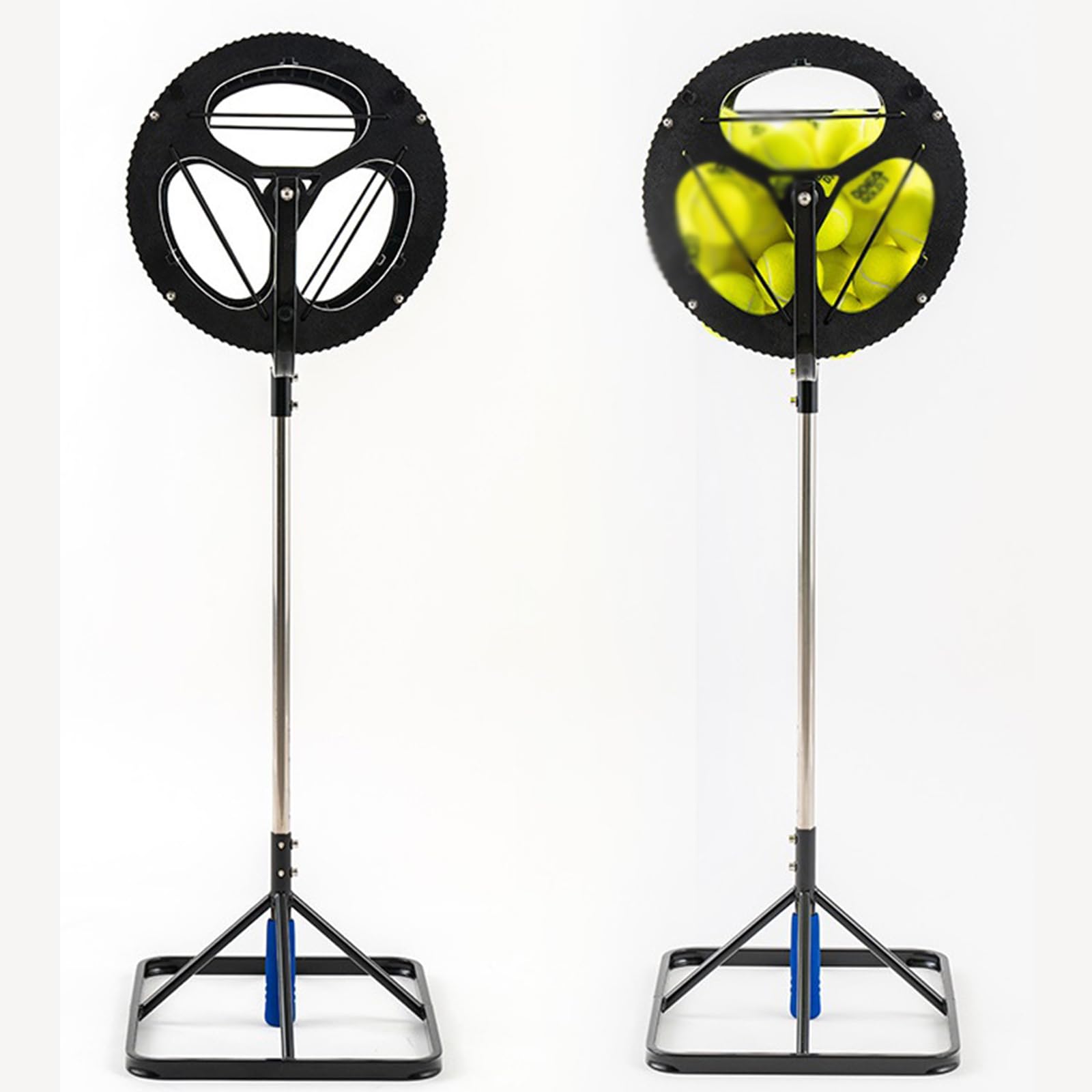 Raccoglitore per palline da tennis 2 in 1, portatile, con capacità di 80 palline, design ergonomico, struttura in acciaio inox per scuole, allenatori, club