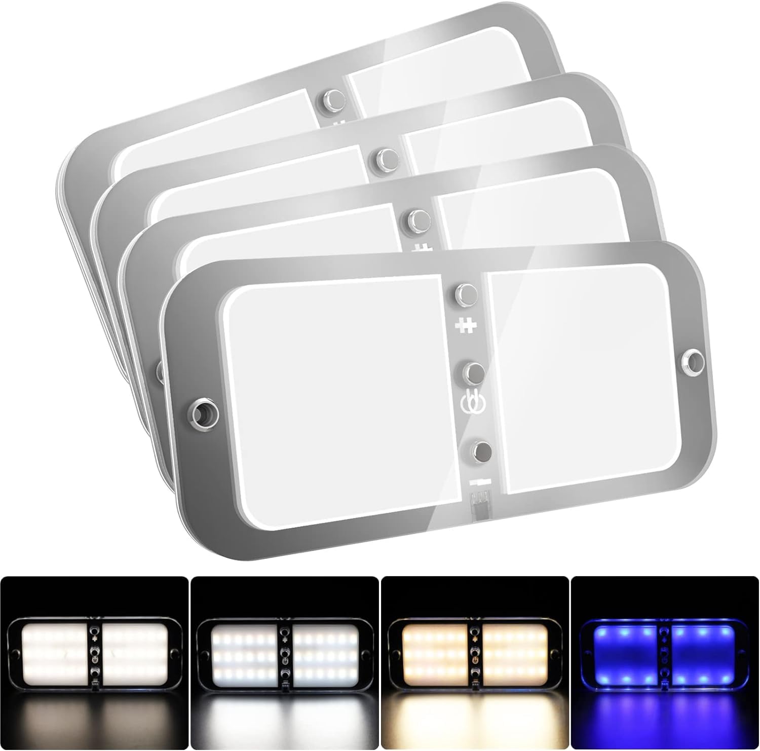 12V LED Luces Interior Coche, Lámpara de Techo Regulable 72 LED 800 LM Con Interruptor y Mando Para Autocaravana, Furgoneta, Caravana, Barco