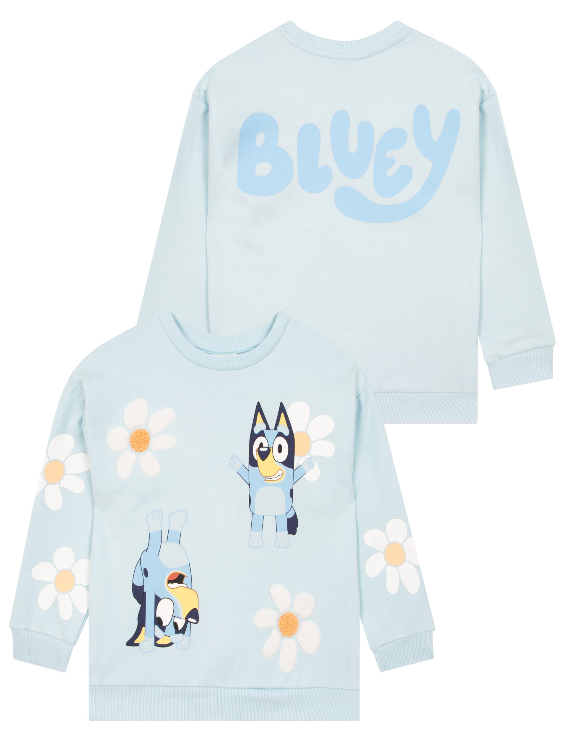 Pull à col rond en maille avec motifs fille ecru