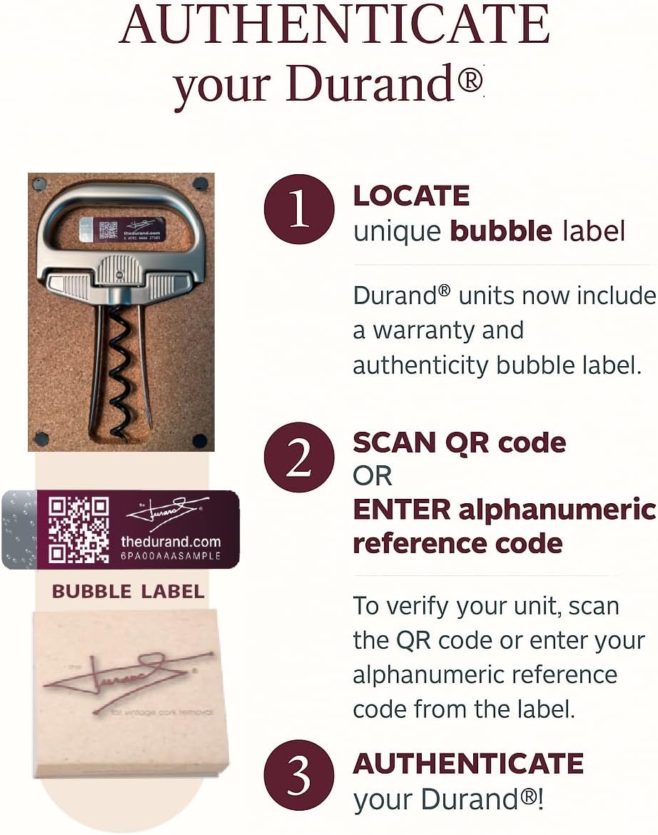 The Durand® two part device to successfully remove older and fragile wine corks whole and intact.